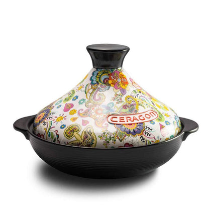 MYYINGBIN Flower Pattern Moroccan Tagine Pot Enameled Cast Iron Casserole Non Stick Saucepan Exotic Stew Pot with Lid, A, 2L - CookCave