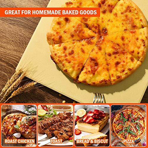 COYMOS Pizza Stone Heavy Duty Ceramic Baking Stone for use in Oven & Gril - Thermal Shock Resistant, Ideal for Baking Pizza, Bread, Cookies, Rectangular Cooking Stone 15x12 Inch. (Bonus Free Scraper) - CookCave