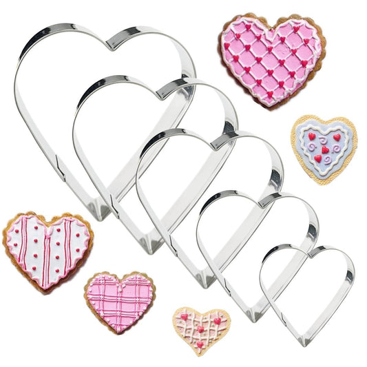 5 Pack Cookie Cutters, Heart Cookie Cutter, Stainless Steel Cookie Cutters for Cookie, Biscuit, Sandwiches, Valentine's Day - CookCave