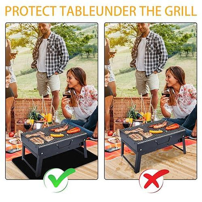 Fireproof-Grill Mats, 18"X15'' Heat Resistant Grill Mats for Outdoor Tabletop Grill, Protect Your Outdoor Grill Table and Prep Table, Waterproof & Oilproof BBQ Mat, Easy to Clean- Black (0.6mm) - CookCave