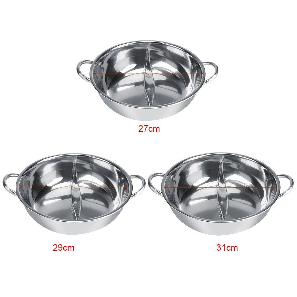 LIYJTK Stainless Steel Pot with Divider, Two-Flavor Separation Induction Cooker, Double-Sided Soup Cooker Double-Flavor Chinese shabu-shabu, Suitable for Family Gatherings(30cm) - CookCave