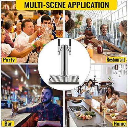 VEVOR Kegerator Tower Kit, Double Tap Beer Conversion Kit, No Tank Keg Conversion Kit, Stainless Steel Keg Tower, Deluxe Kegarator Beer Conversion With Dual Gauge Regulator & D-System Keg Coupler - CookCave