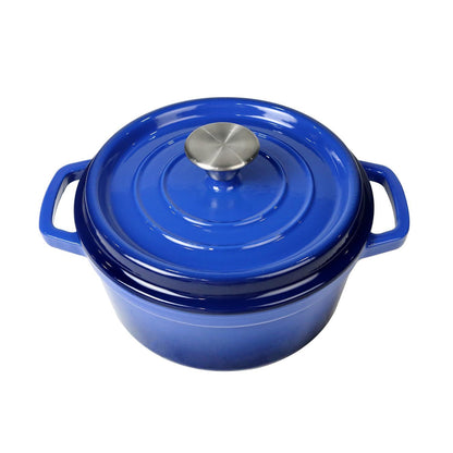 Healthy Choices 3 Qt Enameled Cast Iron Dutch Oven Pot with Lid, Small Blue Dutch Oven for Bread Baking, Ideal for Family of 4, Wedding Registry Ideas,Even Heat Distribution, All Cooktops - Upto 500°F - CookCave