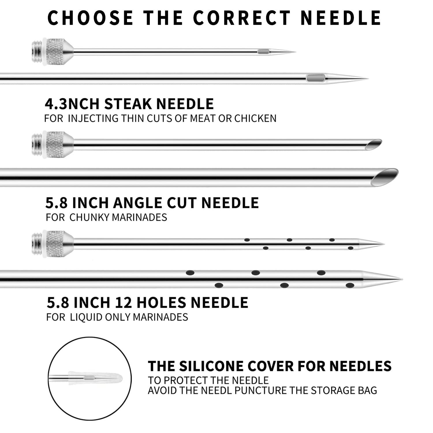 Meat Injector Syringe 2-oz Marinade Flavor Barrel 304 Stainless Steel with 3 Marinade Needles, Travel Case for BBQ Grill Smoker, Turkey, Brisket, Paper Instruction and E-book Included by JY COOKMENT - CookCave