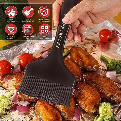 ZHUOMINGJIA 2Pcs Silicone Basting Brush,Large Heat Resistant Silicone Pastry Brushes(8.26''×3.54''), Upgrade Pastry Brush,for Oil Brush for BBQ Kitchen Cooking Baking and Grilling (black) - CookCave