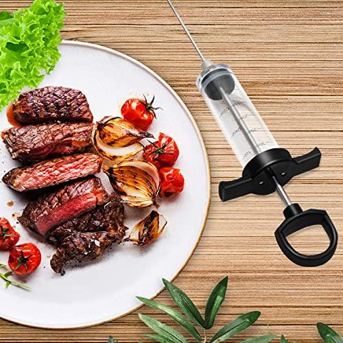 Tri-Sworker Plastic Meat Injector Kit for Smoker with 3 Flavor Food Syringe Needles, Ideal for Injecting Marinade into Turkey, Meat, Brisket; 1-OZ; Including Paper User Manual, Recipe E-Book (PDF) - CookCave