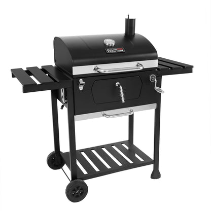 Royal Gourmet CD1824EN 24” Charcoal Grill Outdoor Smoker with Side Tables Backyard Griller Party BBQ Picnic Patio Cooking, Black - CookCave