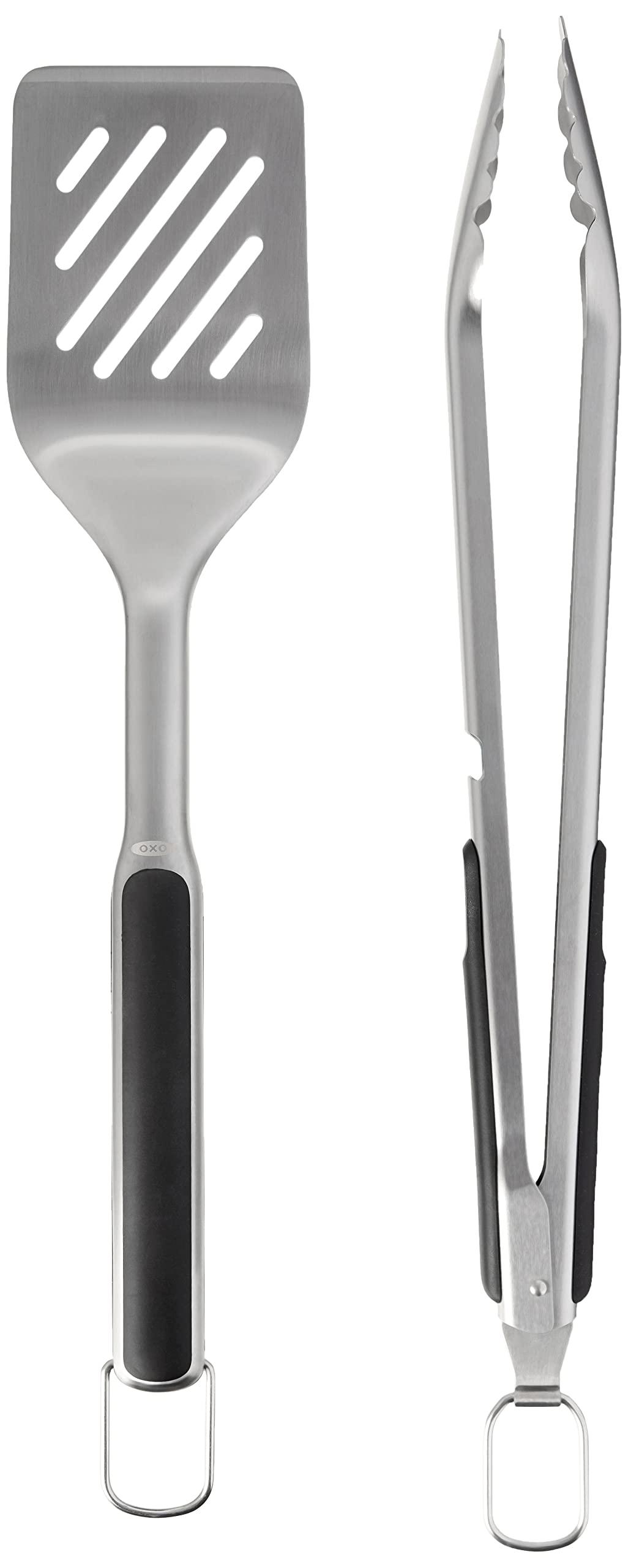 OXO Good Grips Grilling, 3pc Set - Tongs, Turner and Tool Rest, Black - CookCave