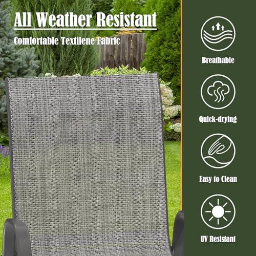 Amopatio Outdoor Dining Set for 5, Patio Table and Chairs Set, Textured Glass Tabletop, 4 Stackable Patio Chairs,Patio Furniture, Balcony, Porch, Lawn- Light Grey - CookCave