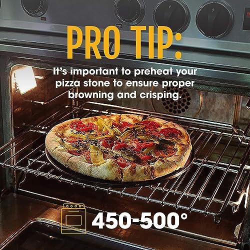 Heritage Pizza Stone, 15 inch Ceramic Baking Stones for Oven Use - Non Stick, No Stain Pan & Cutter Set for Gas, BBQ & Grill - Kitchen Accessories & Housewarming Gifts with Bonus Pizza Wheel - Black - CookCave