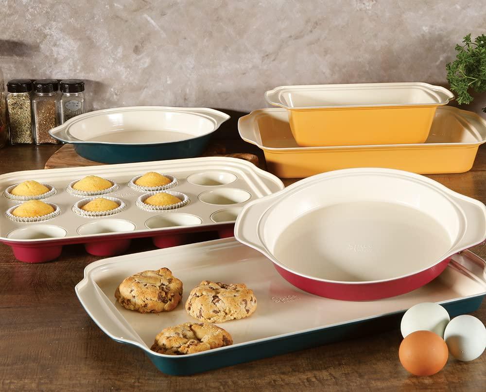 Spice by Tia Mowry Healthy Nonstick Ceramic Savory Saffron 6 Piece Carbon Steel Bakeware Set - Assorted Colors (96227.06RR) - CookCave