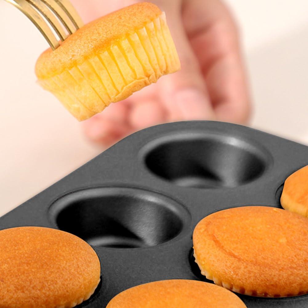 JIANWEI 2 Pack Muffin Pan Cupcake Tray- Easy Clean Non Stick Pudding Cake Molds 6 Cups Baking Mold Cupcake Pans for Baking Cupcake Mold(Black) - CookCave