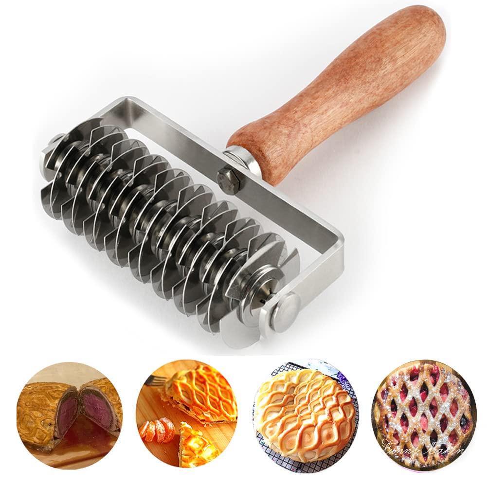 AMPSEVEN Pastry Lattice Roller Cutter - Stainless Steel Dough Lattice for Pie Pizza Bread beef wellington Pastry Crust Roller Cutter - CookCave