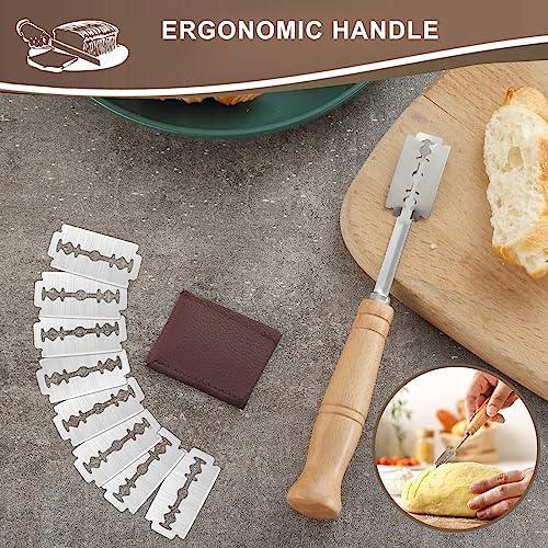 hunnycook Bread Knife And Bread Lame Slashing Tool 8-Inch Serrate Bread Knife And Dough Scoring Knife with 8 Razor Blades - Bread Knife for Homemade Bread -Sourdough Bread Baking Supplies - CookCave