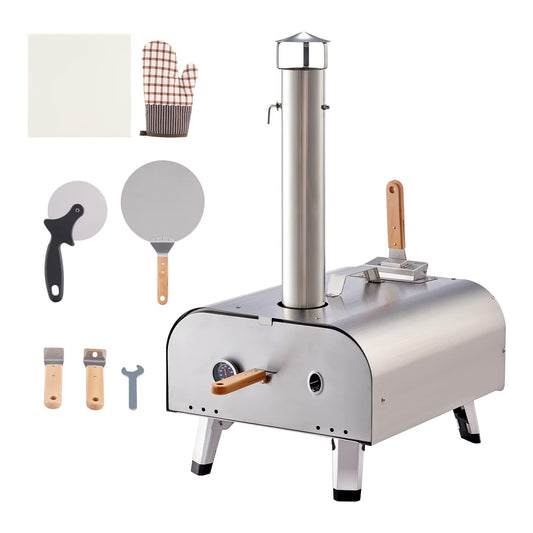 CO-Z 12 Portable Wood Pellet Pizza Oven Outdoor, Wood Fired Pizza Oven,Stainless Steel Wood Burning Pizza Maker Stove with Built-in Thermometer Pizza Stone Peel Cutter Bag for Outside Kitchen Backyard - CookCave