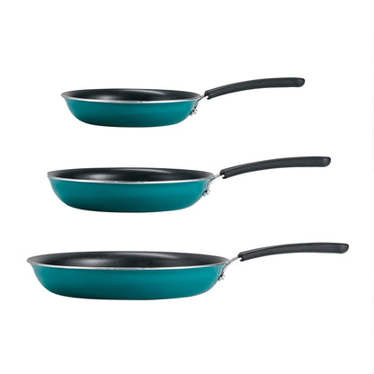 Tramontina 3 Pk Porcelain Enamel Fry Pans - Teal - CookCave