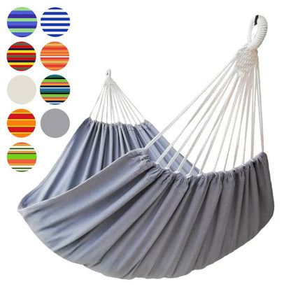 GOCAN Brazilian Double Hammock 2 Person Extra Large 330X150cm Load Capacity 600Pound Canvas Cotton Hammock for Patio Porch Garden Backyard Lounging Outdoor and Indoor XXL(Grey) - CookCave