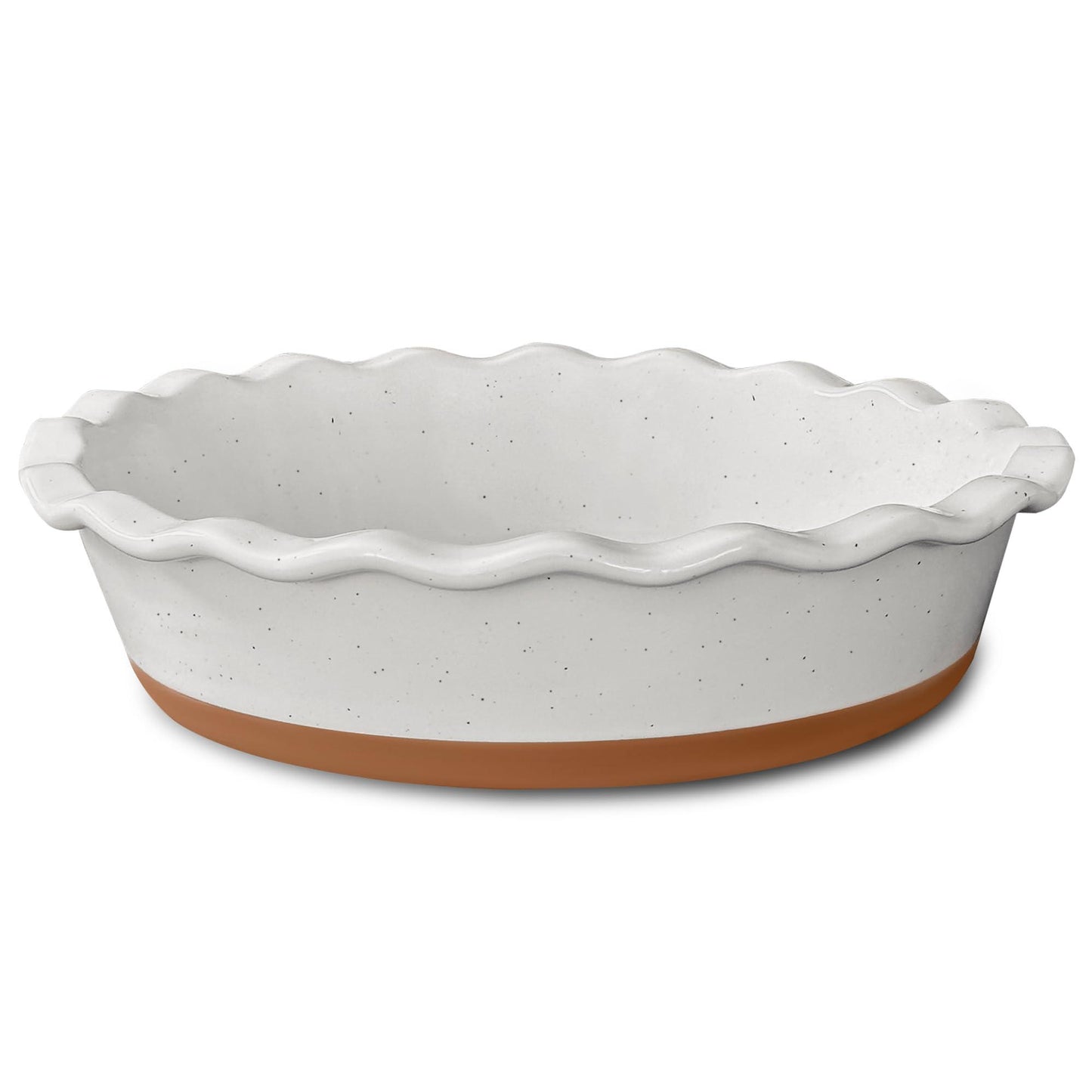 Mora Ceramic Deep Fluted Pie Dish for Baking - 9 inch Porcelain Pie Plate for Apple, Quiche, Pot Pies, Tart, etc. - Modern Farmhouse Style - Vanilla White - CookCave