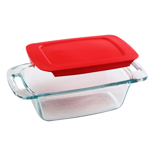 Pyrex Easy Grab 1.5-Qt Glass Loaf Dish with Lid, Tempered Glass Baking Pan with Large Handles, Non-Toxic, BPA-Free Lid, Bread Pan, Dishwasher, Fridge, Freezer, Oven and Microwave Safe Loaf Pan, 2 PC Loaf Set - CookCave