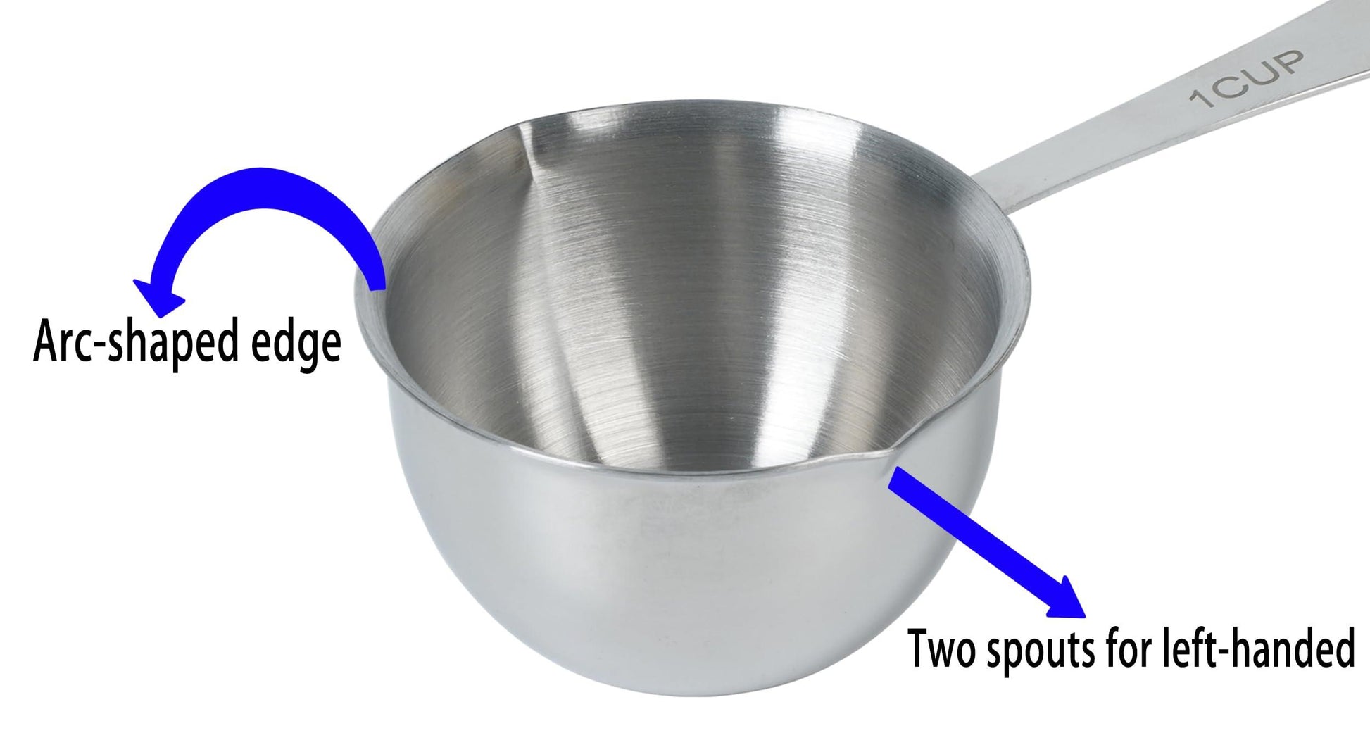 DOTINGHUX® 1 Cup Stainless Steel Measuring Cup, 3 Types of Measurement Marks, Two Side Spouts, Dishwasher Safe, Compatible with All Cooktops - CookCave