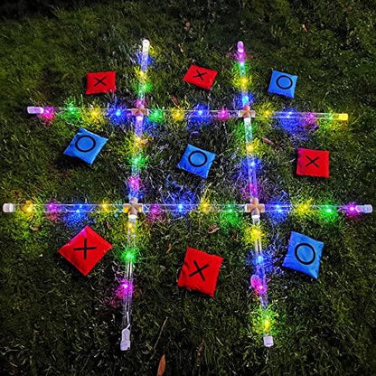 Outdoor Toss Games for Adult and Kids, Giant Tic Tac Toe Game with LED Light, Classical Board Yard Game Sandbag Game for Famlily, Party, Travel(4ft x 4ft) - CookCave