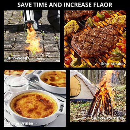 Sondiko Powerful Grill & Cooking Propane Torch L8010, Sous Vide, Campfire Starter, Adjustable Wood Torch Burner for Searing Steak, BBQ, Welding(Black, Grey) Propane Tank Not Included - CookCave