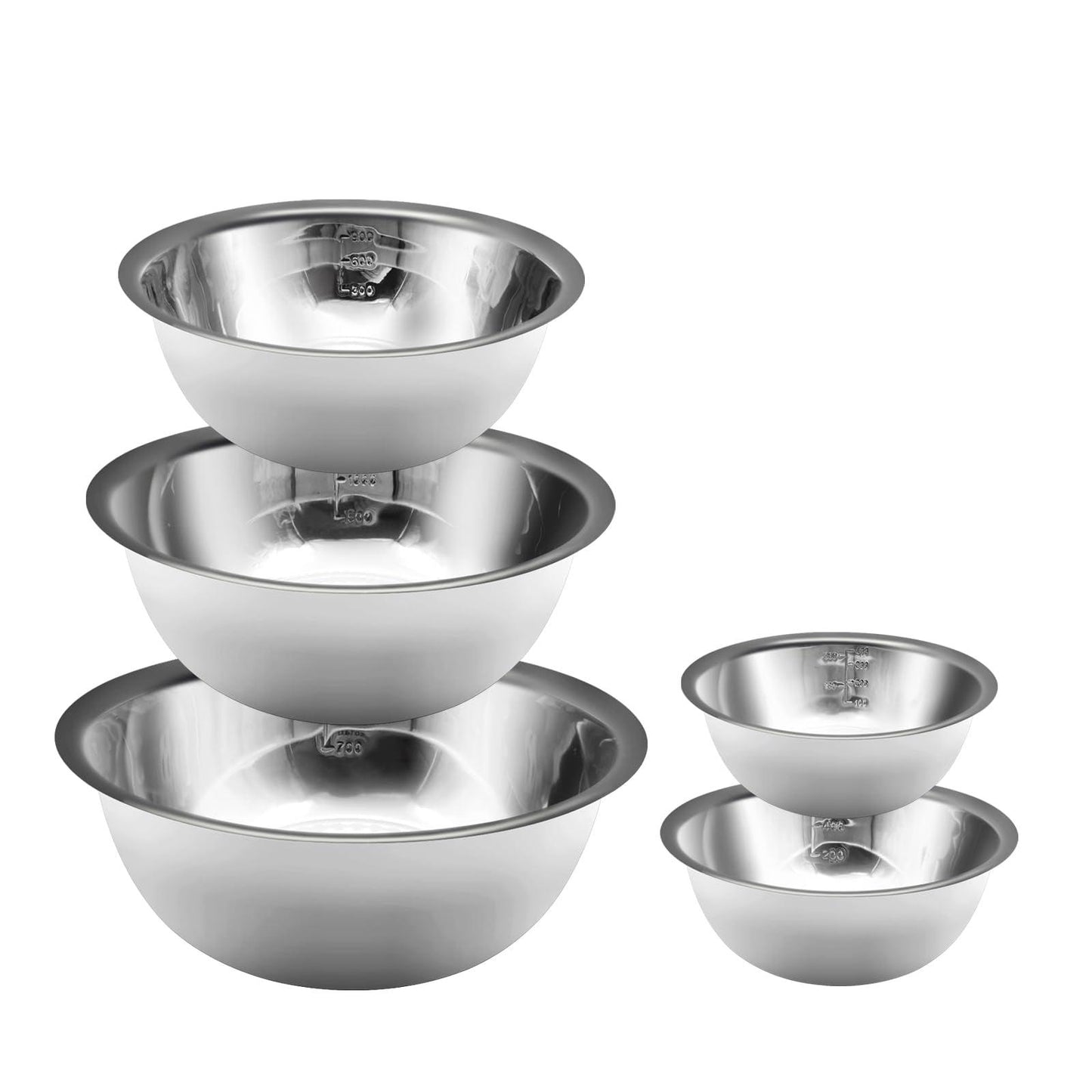 Ismosm Mixing Bowls Set, Stainless Steel Mixing Bowl Set of 5, Space-Saving Nesting Metal Mixing Bowls for Home Kitchen, RV Kitchen, Baking, Prep, Cooking, Serving, Marinating - CookCave