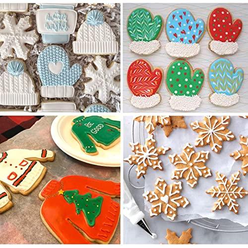 LUBTOSMN New Winter Christmas Cookie Cutter Set-5 Piece-Ugly Sweater, Hat, Mitten, Snowflake, Coffee Mug Cookie Fondant Biscui Cutters for Ugly Vintage Christmas Thanksgiving - CookCave