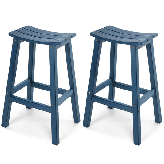 Stoog All-Weather Bar Stools Set of 2, 28" Height Outdoor Bar Stools with 400 lbs Weight Capacity, Low Maintenance, for Patio, Deck, Kitchen Counter, and Garden, Blue - CookCave