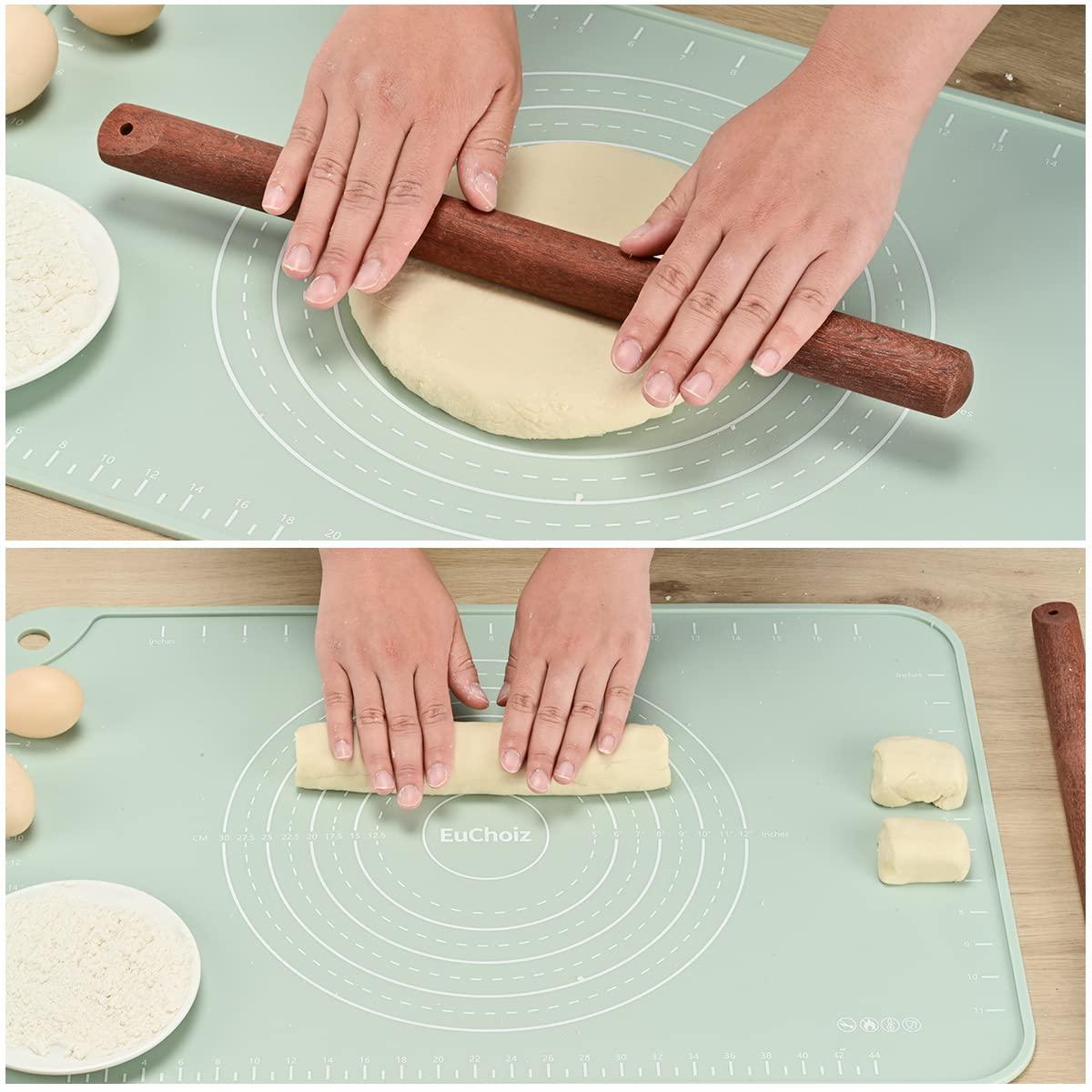 EuChoiz Silicone Pastry Mat 24"*16" Extra Thick Non Stick Baking Mat Food Grade Silicone Dough Rolling Bake Mat with Edge Heightening - CookCave
