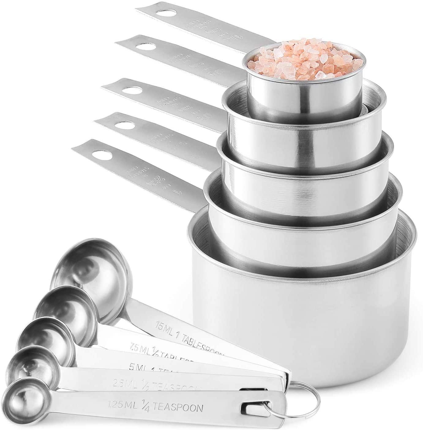 Stainless Steel Measuring Cups And Measuring Spoons 10-Piece Set, 5 Cups And 5 Spoons - CookCave