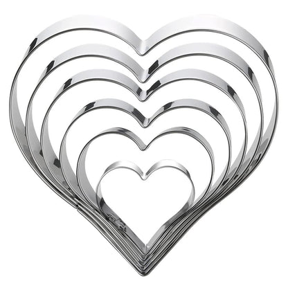 Heart Cookie Cutter Set-6 Pieces in Gratuated Size-Stainless Steel - CookCave