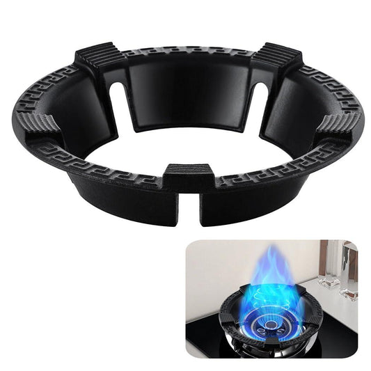 Homaisson Windproof Wok Support Ring, Gather Fire Cast Iron Burner Ring for Gas Stove Rack, Non-Slip Pot Pan Holder, Energy-Saving Wok Stand for 5-Claw Racks or Grates - CookCave