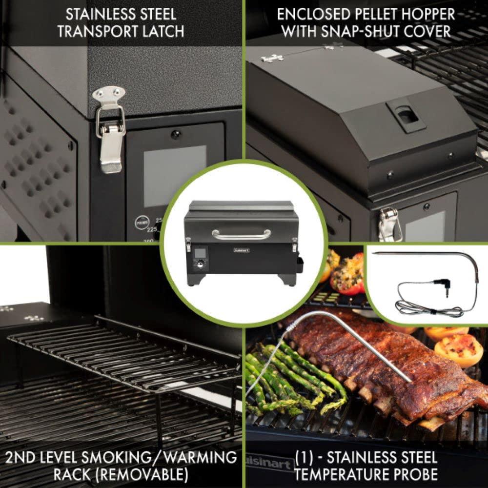 Cuisinart CPG-256 Portable Wood Pellet Grill and Smoker, Black and Dark Gray - CookCave