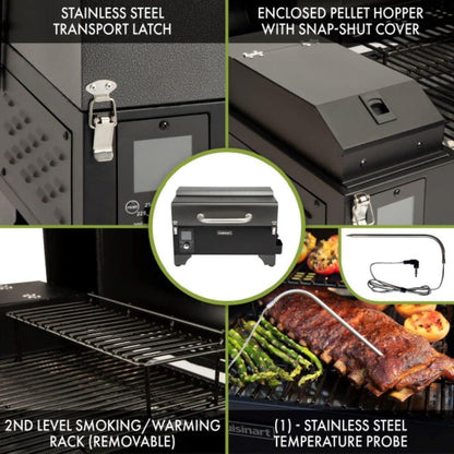 Cuisinart CPG-256 Portable Wood Pellet Grill and Smoker, Black and Dark Gray - CookCave