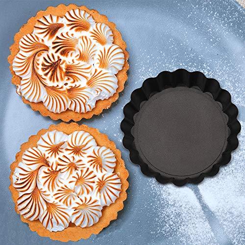Cyimi Mini Tart Pan Set of 6, Non-Stick 4 Inch Quiche Pan, Removable Bottom Tart Pan for Pies, Quiche Bakeware, Cheese Cakes, Desserts and more - CookCave