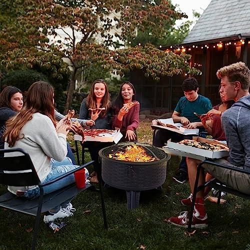 Fire Pit, Portable Firepits for Outside Patio, Outdoor Wood Burning Fire Pits 26" Small Round Steel Fireplace Clearance for Backyard Garden Bonfire Camping… - CookCave