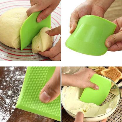 lasenersm 2 Pieces Dough Scraper Bowl Food-safe Plastic Dough Cutter Flexible Bench Multipurpose Food Scrappers for Bread Dough Cake Fondant Icing, White, Green - CookCave