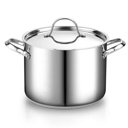 Cooks Standard 18/10 Stainless Steel Stockpot 8-Quart, Classic Deep Cooking Pot Canning Cookware with Stainless Steel Lid, Silver - CookCave