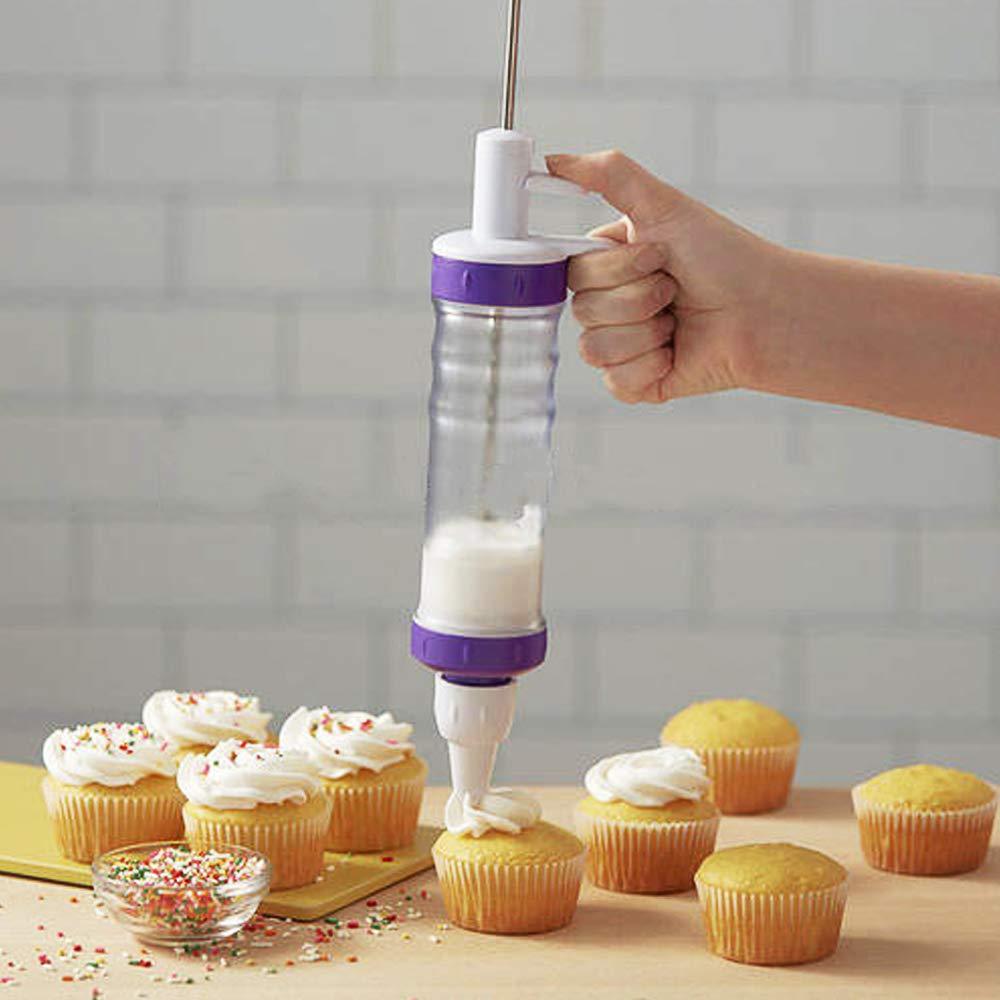 Dessert Decorating Syringe Set, Icing Dispenser Cupcake Filling Injector, 7 Icing Nozzles, 3 Cream Scrapers Frosting Making Dessert Cream Piping Syringe Nozzles Kits for Cake Cookies Decoration - CookCave