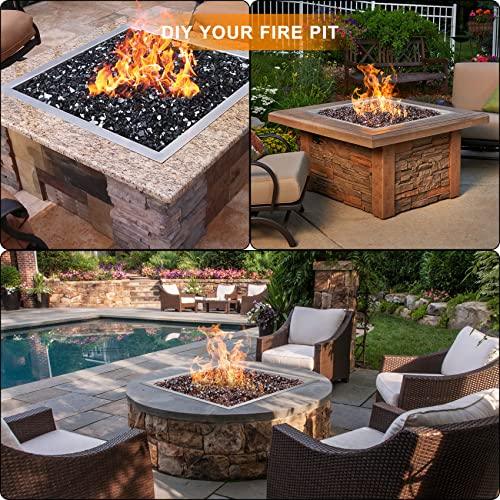 Onlyfire Stainless Steel Square Fire Pit Burner with Pan, 36 Inch DIY Outdoor Propane Firepit Fireplace for Backyard - CookCave