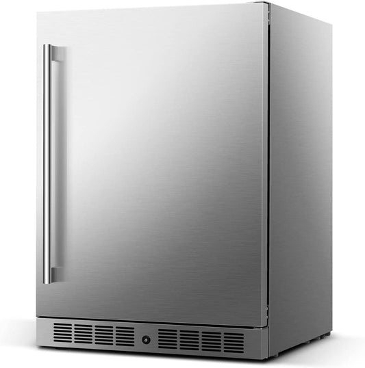 Vesgolden Outdoor Refrigerator, 24-Inch Beverage Refrigerator, All Stainless Steel Fingerprint Resistant Design, Adjustable/Removable Shelves, Built-In Outdoor Fridge for Soda, Beer, Wine - CookCave