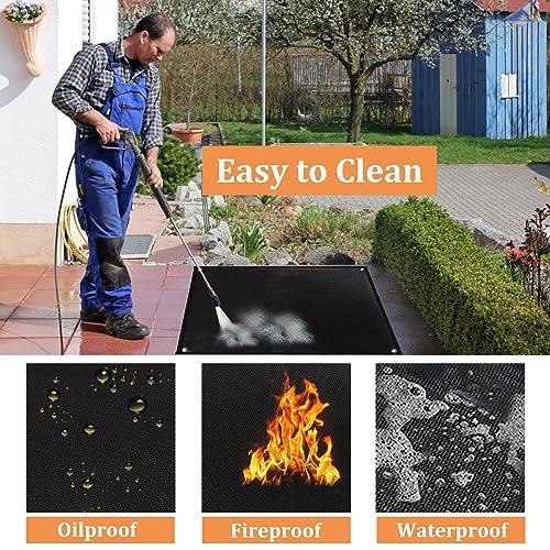 Grill Mats for Outdoor Grill with Holes, 36×50 inch Under Grill Mat, Grill Mats for Outdoor Grill Deck Protector, Indoor Fireplace Mats Fire Pit Mats, Easy to Clean Reusable Outdoor Grill Mat - CookCave