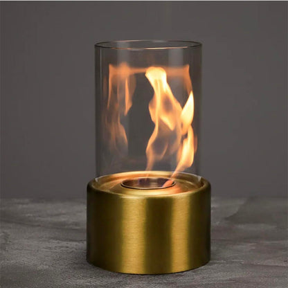 Gold Table top FirePit - Elegant Portable Tabletop Fireplace with Protective Glass & Bioethanol or Alcohol Burner - Perfect for Patio Decor & Housewarming Gifts - Tabletop firepit Indoor & Outdoor. - CookCave