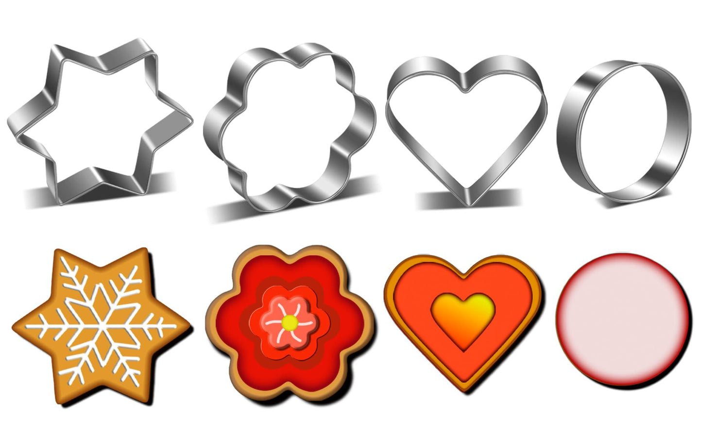 Metal Cookie Cutters Set - Star Cookie Cutter Round Biscuit Cutter Heart Small Star Cookie Cutters Mini Flower Molds Cutter for Baking (12 Round Heart Flower Star Cookie Cutters) - CookCave