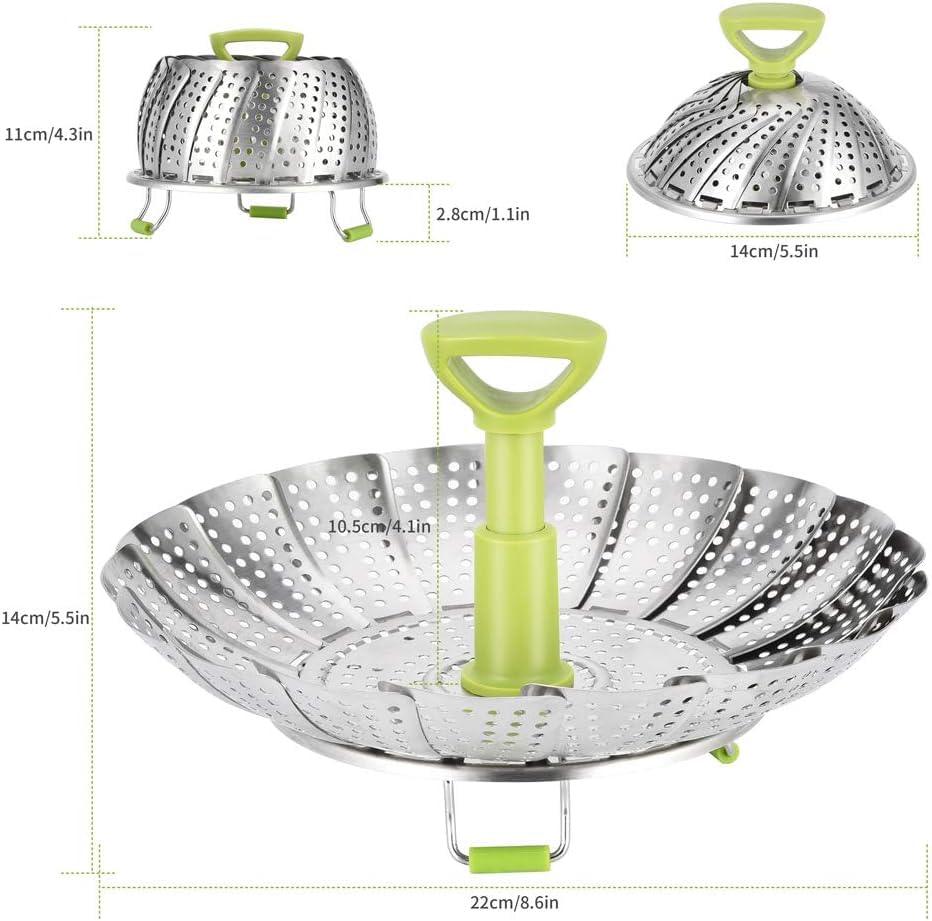 Stainless Steel Vegetable/Veggie Steamer Basket For Instant Cooking Pot With Handle And Legs, Foldable Food Container For Fish, Oyster, Crab, Seafood, Dumpling,Dishwasher Safe (9inches Steamer Basket) - CookCave