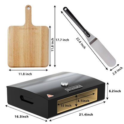 BakerStone Pizza Oven Box Kit With Wood Pizza Peel/Spatula, Turning Peel And Dust Cover, Five-sided Pizza Stone Enamel Outdoor Pizza Oven For Gas Grill Top Baking Ovens, O-ABDHX-O-000, Original Series - CookCave