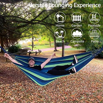 Anyoo Garden Cotton Hammock Comfortable Fabric Hammock with Tree Straps for Hanging Durable Hammock Up to 660lbs Portable Hammock with Travel Bag,Perfect for Camping Outdoor/Indoor Patio Backyard - CookCave