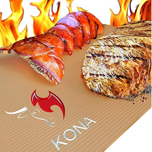 Kona Copper Grill Mats - Ultimate Grill Mats for Outdoor Grill, Nonstick, BBQ Grill Mat for Gas, Pellet, & Charcoal Grills, The Essential BBQ Mat for Every Grilling Enthusiast. Set of 2, 0.30mm Thick - CookCave