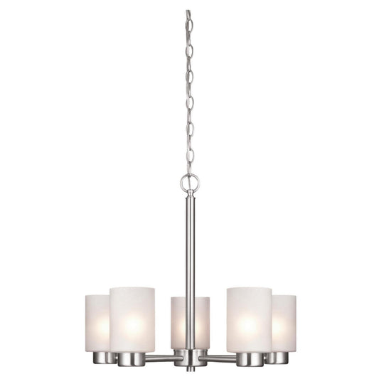 Westinghouse Lighting 6227400 Sylvestre Five-Light Interior Chandelier, Brushed Nickel Finish with Frosted Seeded Glass, 5 - CookCave